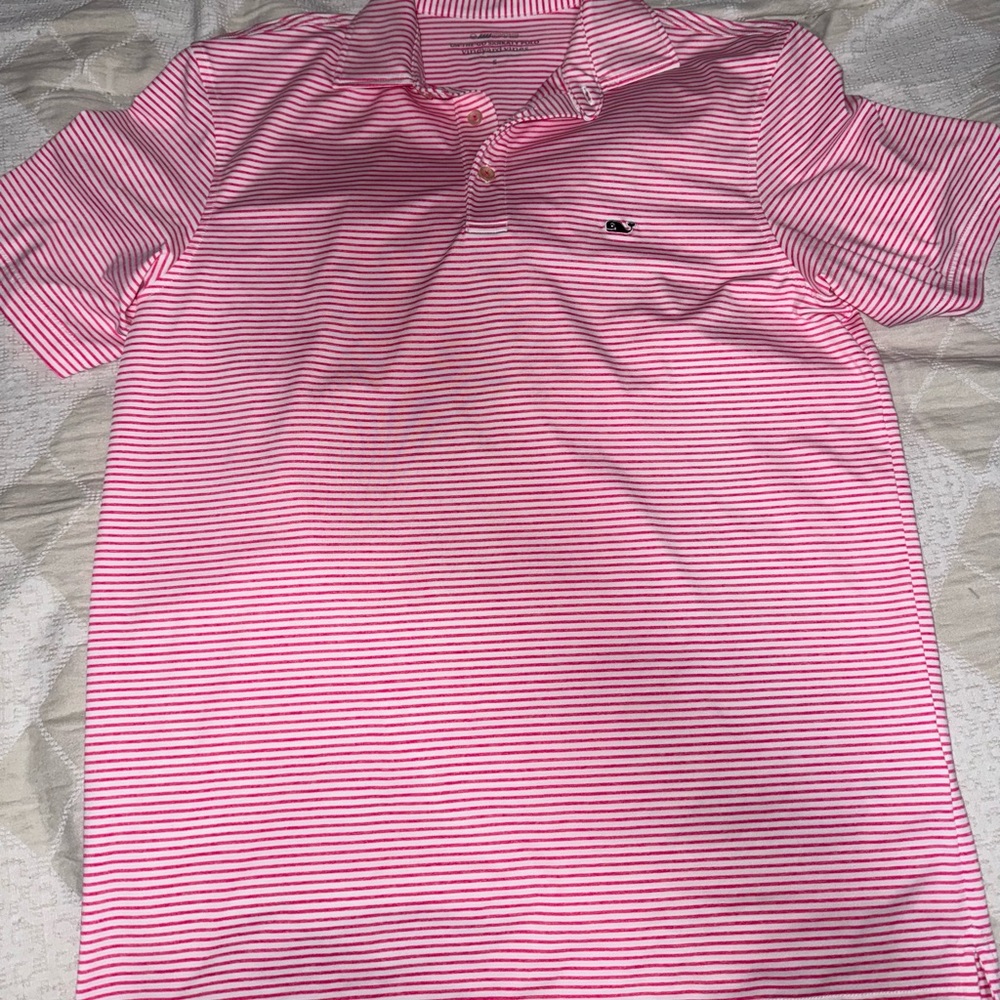 Vineyard Vines Pink and White Polo Shirt